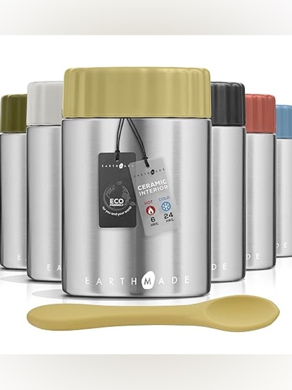 Earthmade Stainless Food Jar with Lid - Includes Silicone Spoon - Mustard
NWT
